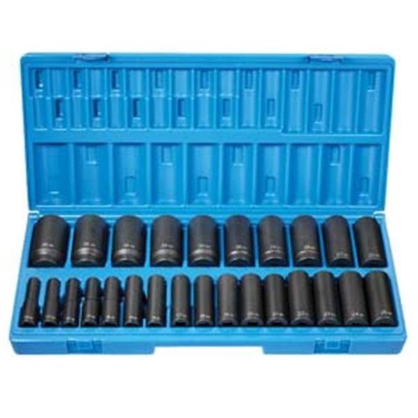 Grey Pneumatic Grey Pneumatic GY1726MD 1/2" Drive 26 Pieces 12 Point Deep Length Metric Set Weight: 23.2000 GY1726MD